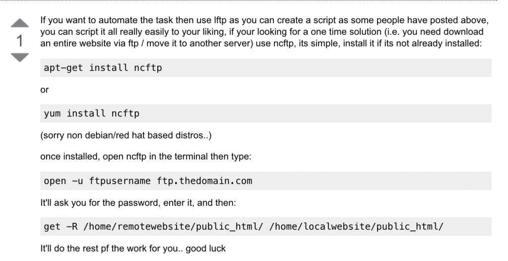 Synca sajt, commandline Linux